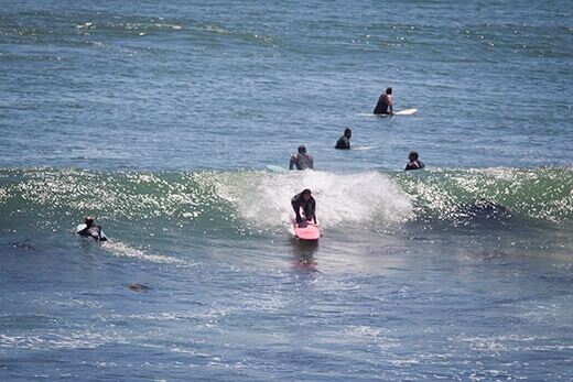 Taking off on a wave in Baja